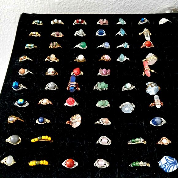 12 Piece Wholesale Wire Wrapped Beaded Rings Jewelry for Resale